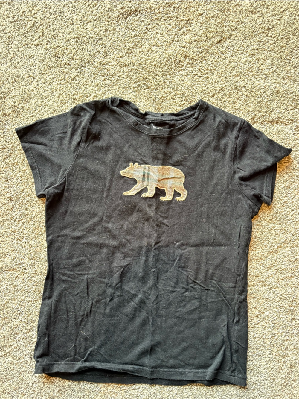 Hatley Black Tee with Plaid Bear Applique - Picture 3 of 7